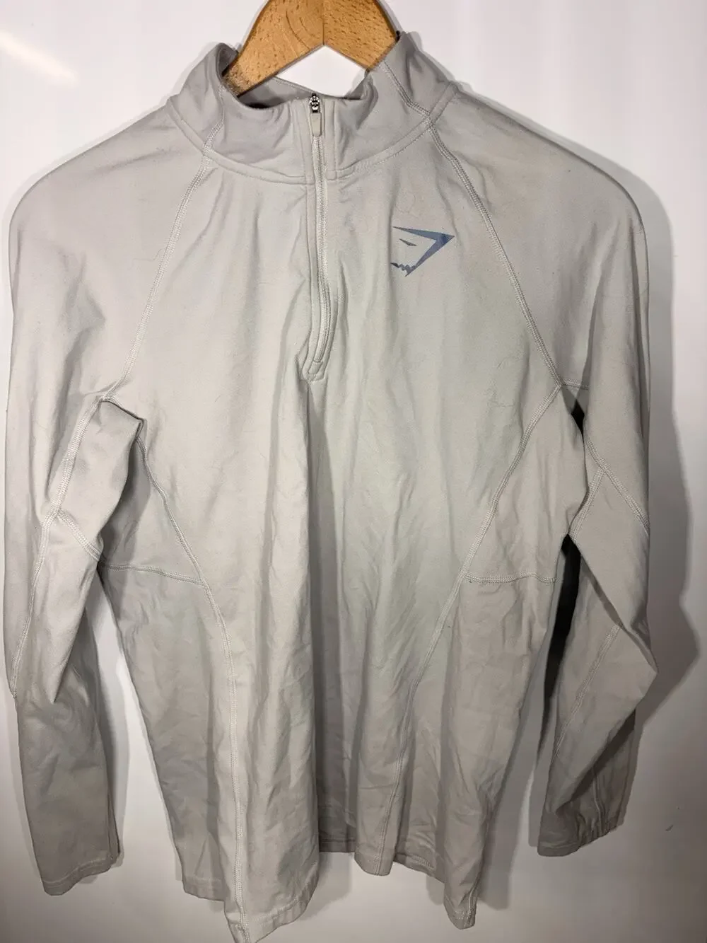 Gymshark Shirt Mens Medium Quarter Zip Pullover Lightweight Gray Athletic